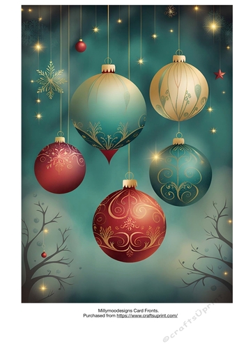Christmas Baubles Card Fronts A4 A5 A6
