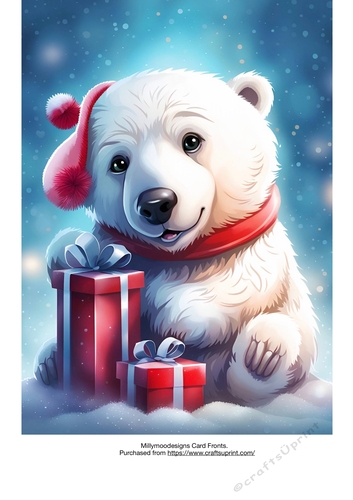 Christmas Polar Bear Card Fronts A4 A5 A6