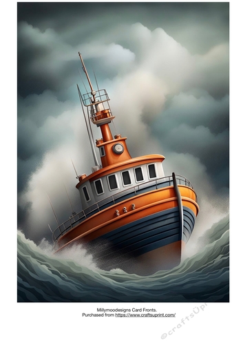 Lifeboat at Sea Card Fronts A4 A5 A6