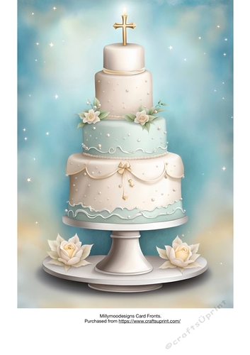Christening Cake Card Fronts A4 A5 A6