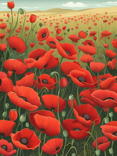 Field of Poppies Background A4