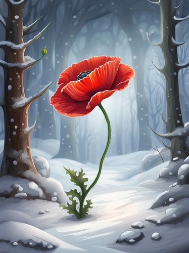 Poppy in the Snow A4