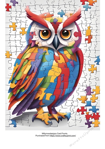 Autism Awareness Owl Card Fronts A4 A5 5x7