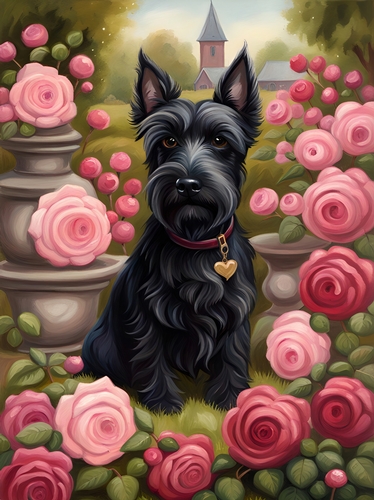 Scottie Dog in the Garden A4