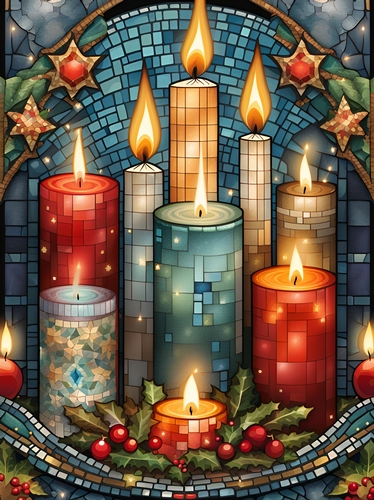 Mosaic Christmas Candles A4