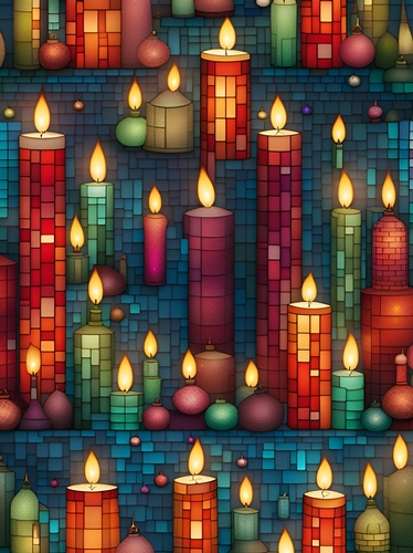 Mosaic Christmas Candles A4 Background