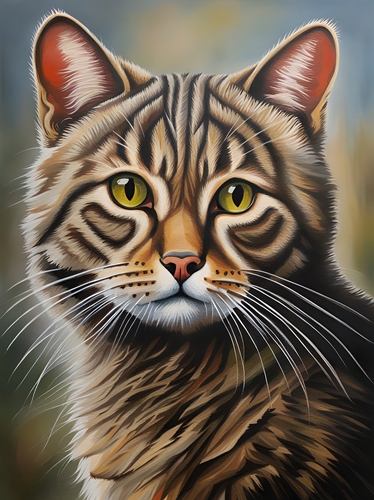 Scottish Wild Cat Oil Painting A4