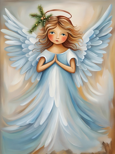 Whimsical Christmas Angel A4