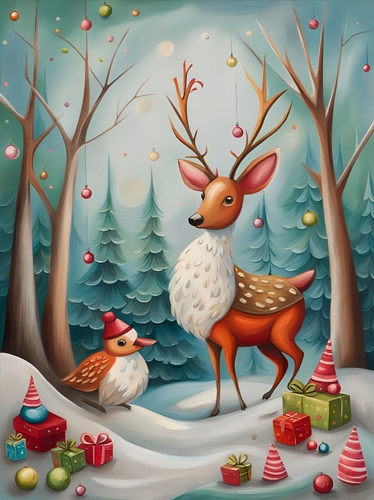 Whimsical Christmas Woodland A4