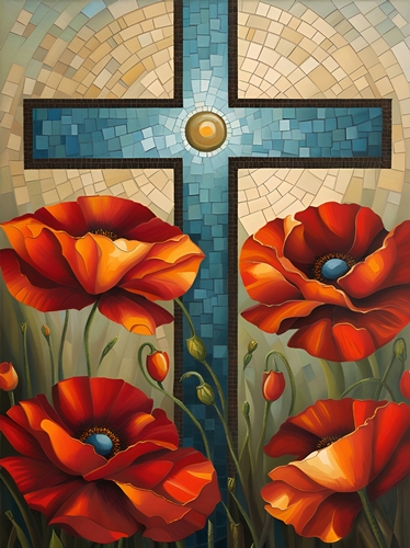 The Mosaic Cross and Poppies A4