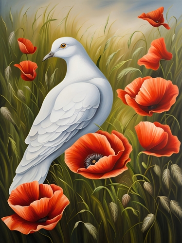 The White Dove and the Poppies A4