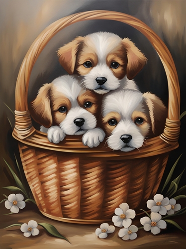 Puppies in a Basket A4