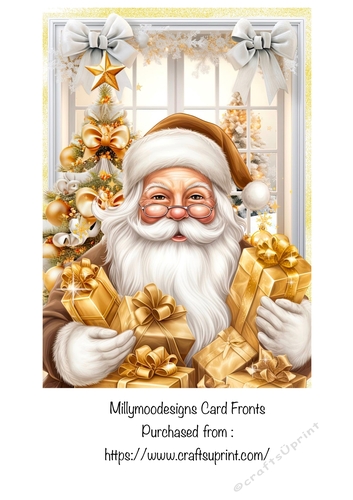 Golden Christmas Card Fronts A5 A6 5x7