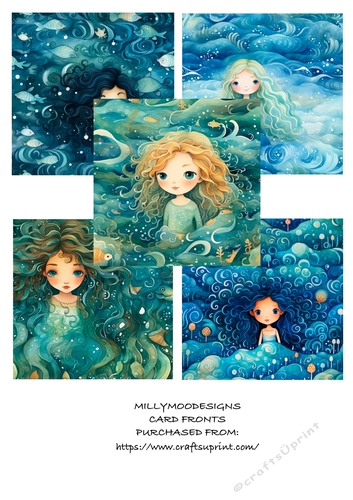 Mermaid Tales 8x8 Card Fronts.