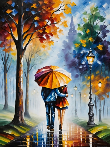  Afremov Inspired - A Walk in the Rain A4