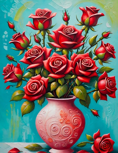 Vase of Red Roses A4
