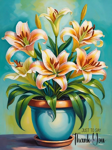Pot of Lillies Thank you A4