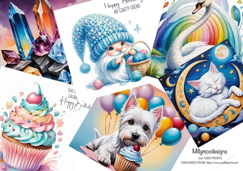 A pack of 6 Card Fronts 6x6