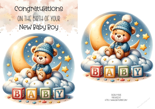 New Baby Boy A5 Quick Card