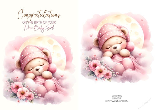 New Baby Girl A5 Quick Card