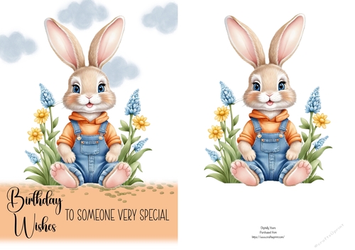Bunny Birthday Wiahes A5 Quick card/Topper