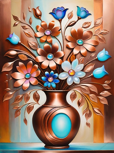 Copper Vase of Flowers A4