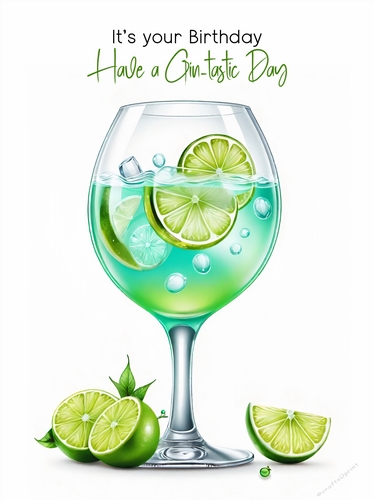 Gin with Limes Birthday  A4 