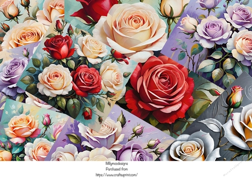 8x8 Roses Card Fronts x10