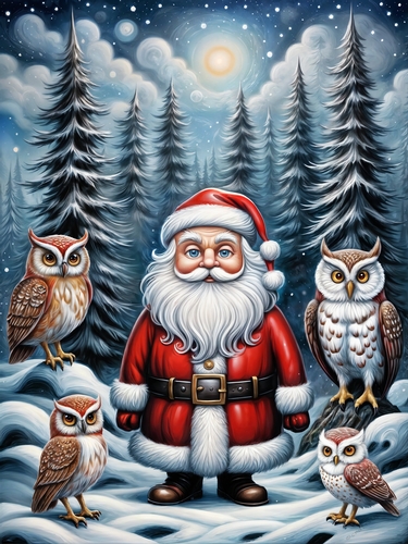 Santa and the Owls A4