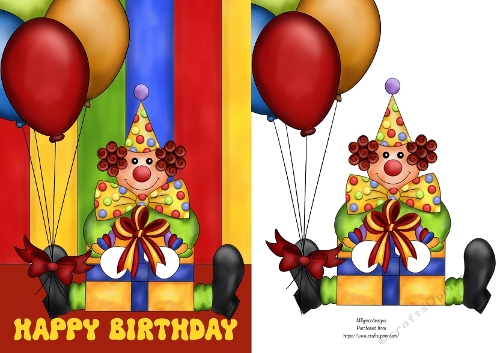  Happy Birthday Clown Quick Card