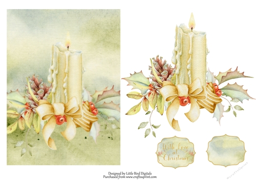 Dreamy Christmas Candle 5x7 Card Topper/Quick Card