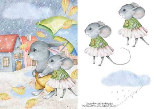 Stroll in the Rain Quick Card/Topper