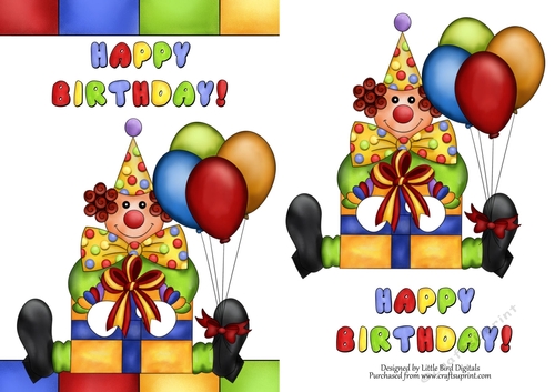 Happy BIrthday Clown Quickcard/Topper