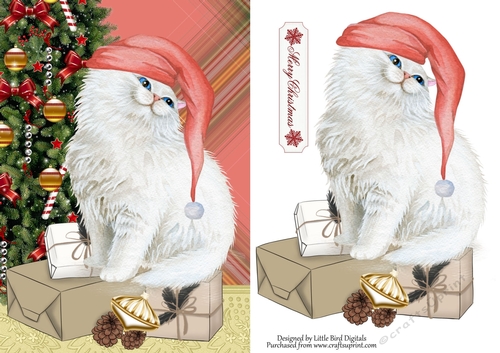 Christmas Persian Kitty, Quick card/Topper