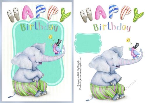 Happy Birthday Elephant Quick card/Topper