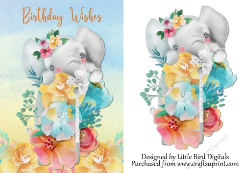 Birthday Wishes Elephant Quick card/Topper