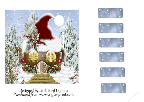 Christmas Teapot House 6x6 Quick card