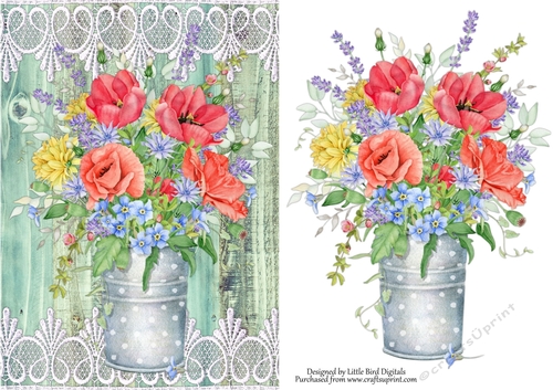 Bucket of Flowers Quick card