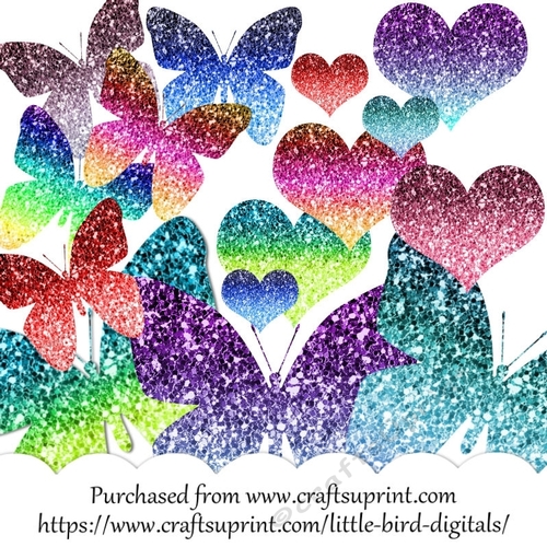 CU4CU GLITTER BUTTERFLIES AND HEARTS