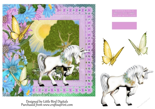 Unicorn Garden 7x7 Quick card