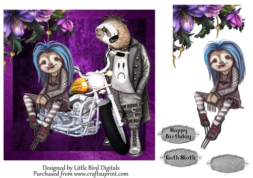 Biker Goth Sloth 7x7 Quick card