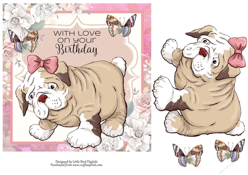 Princess Bulldog 7x7 Quick Card