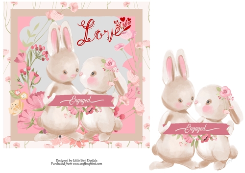 Bunnies in Love Engagement 7x7 Quick Card