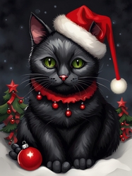Gothic Christmas Cat A4 Print/ Quick Card