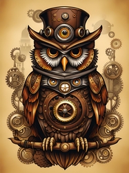 Steampunk Owl A4 Print/ Quick Card