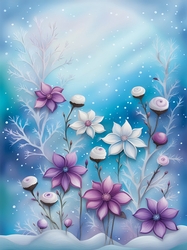 Flowers in the Snow A4 Background