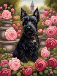 Scottie Dog in the Garden A4
