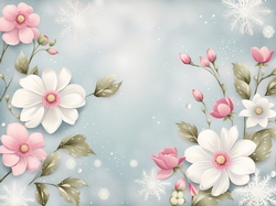 Snowy Flowers A4 Landscape Background