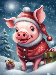 Christmas Piglet A4