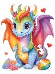Cute Rainbow Dragon A4